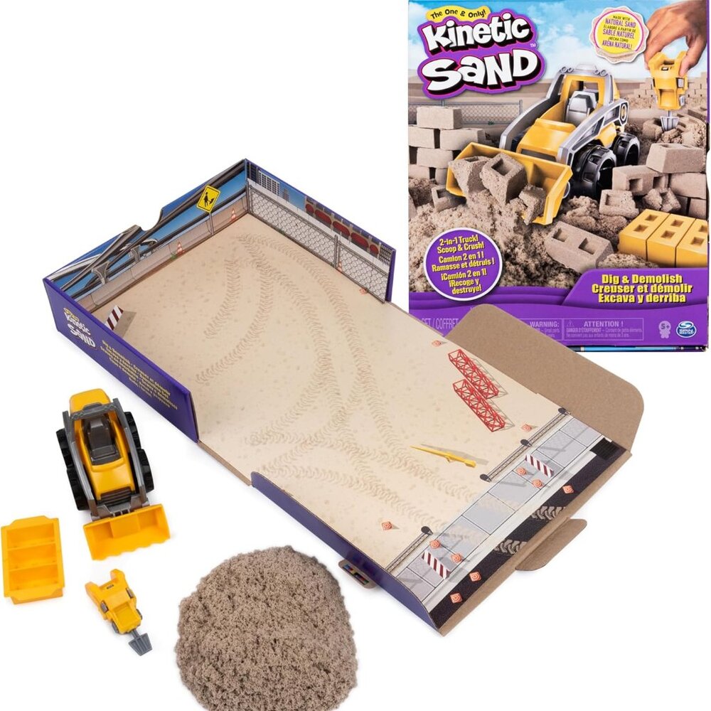 Kinetic Sand Dig N' Demolish Playset w/ 1lb Sand & 2-in-1 Toy Truck New Sealed